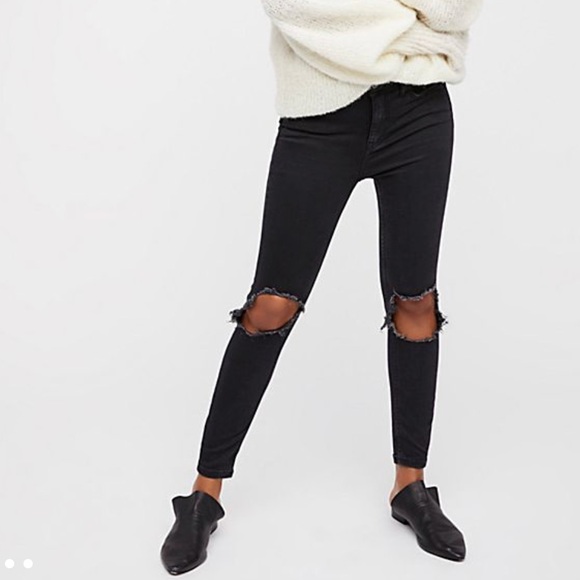 free people high rise busted knee